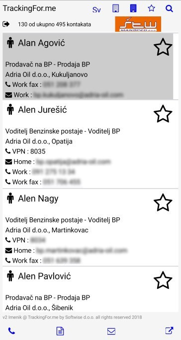 Phone i Android mobilna aplikacija korporativni adresar